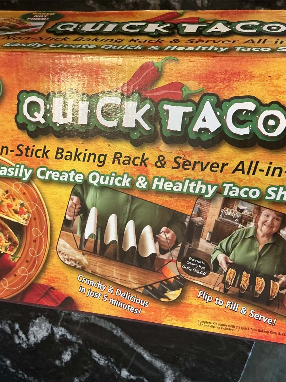 Quick Taco Non-Stick Backing Rack and Server All-in-One with recipe guide